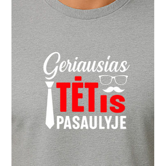 Šviesiai pilki marškinėliai Geriausias tėtis pasaulyje (baltas) PK4007