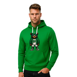 Men's green hooded jumper Green White beanie jumper Men's green hooded jumper Green White beanie jumper