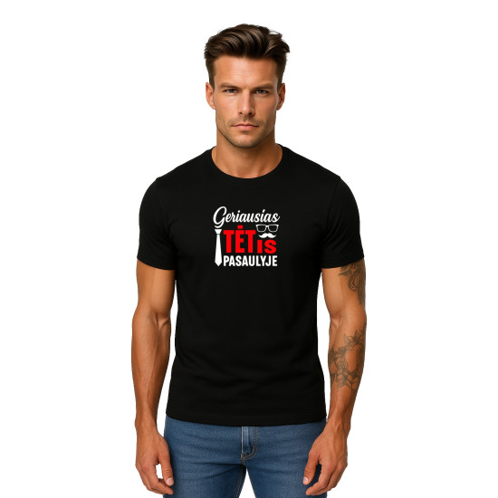 Black T-shirt Best Dad in the World (white) PK4007 - Notes for men Black T-shirt Best Dad in the World (white) PK4007
