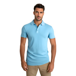Vyriški šviesiai mėlyni polo marškinėliai Casual