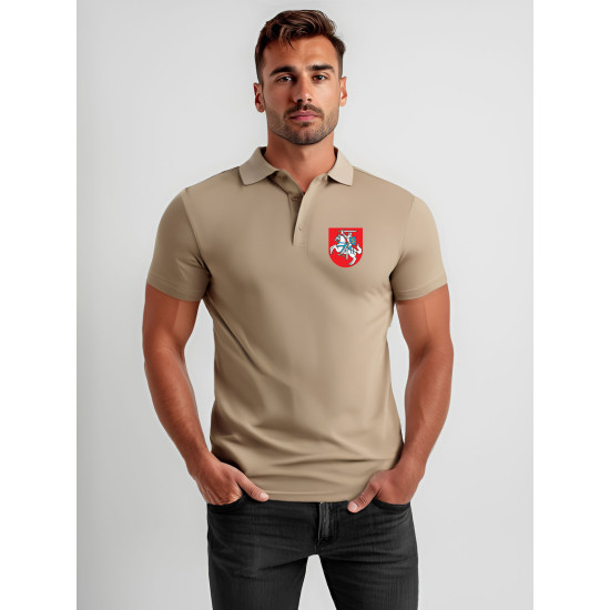 Vyriški rudi polo marškinėliai Herbas JS/8T80 - Užrašai vyrams Vyriški rudi polo marškinėliai Herbas JS/8T80