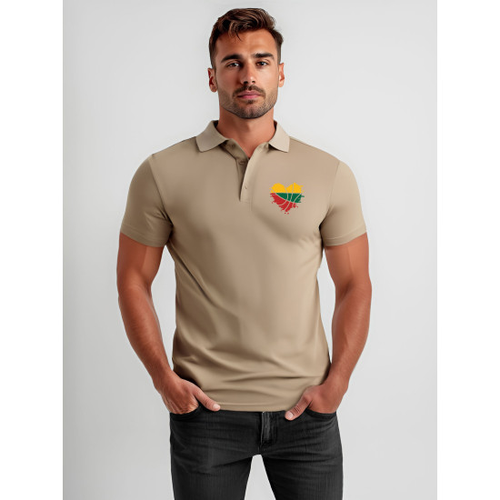 Vyriški rudi polo marškinėliai Širdis JS/8T80 - Marškinėliai Vyriški rudi polo marškinėliai Širdis JS/8T80