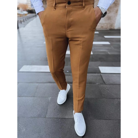 Męskie brązowe spodnie chino Chi UX3974 - Spodnie Męskie brązowe spodnie chino Chi UX3974