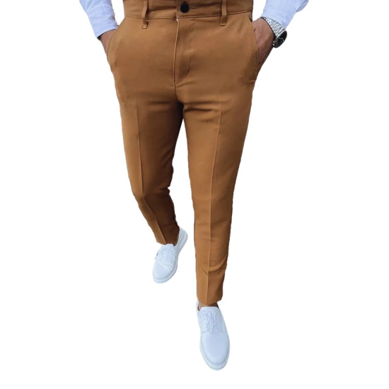 Męskie brązowe spodnie chino Chi UX3974 - Spodnie Męskie brązowe spodnie chino Chi UX3974