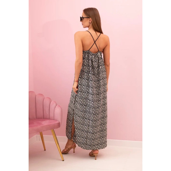 Moteriška juoda suknelė su petnešėlėmis Zebra 32705 - Suknelės ir tunikos Moteriška juoda suknelė su petnešėlėmis Zebra 32705