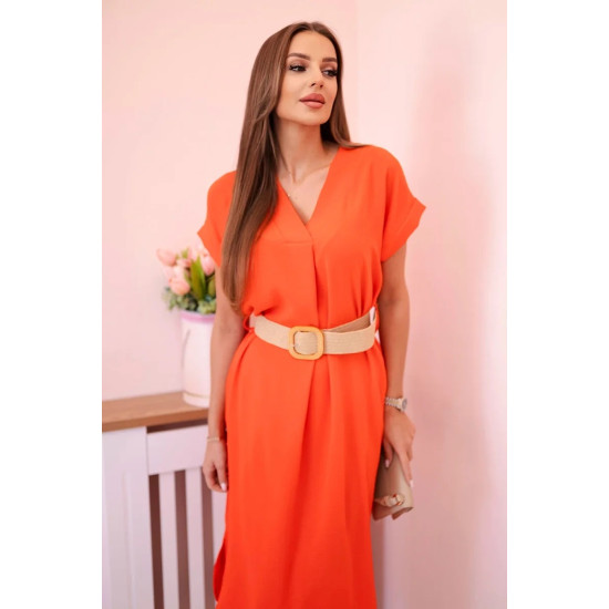 Moteriška oranžinė suknelė su diržu Amber 29551