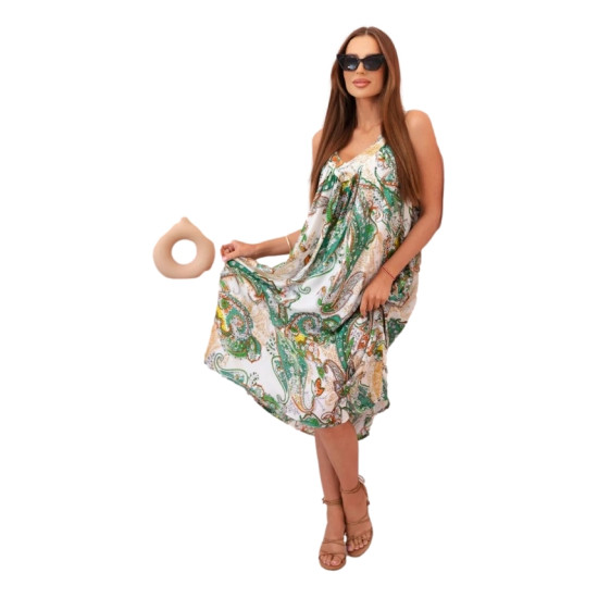 Moteriška žalia suknelė su petnešėlėmis Shine 32686 - Suknelės ir tunikos Moteriška žalia suknelė su petnešėlėmis Shine 32686