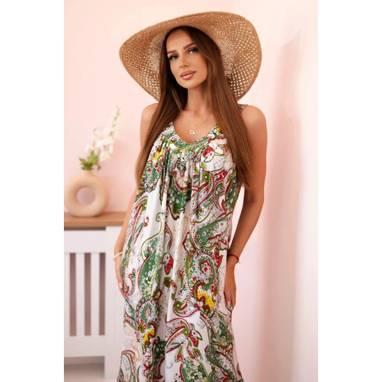 Moteriška chaki suknelė su petnešėlėmis Shine 32680 - Suknelės ir tunikos Moteriška chaki suknelė su petnešėlėmis Shine 32680