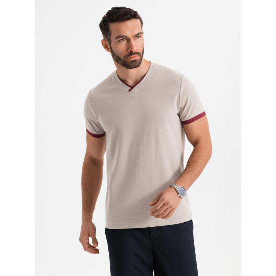 Vyriški rusvos spalvos marškinėliai Brak V2 OM-TSCT-0198 - Vyrams Vyriški rusvos spalvos marškinėliai Brak V2 OM-TSCT-0198