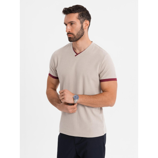 Vyriški rusvos spalvos marškinėliai Brak V2 OM-TSCT-0198 - Vyrams Vyriški rusvos spalvos marškinėliai Brak V2 OM-TSCT-0198