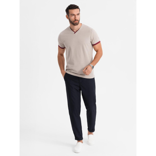 Vyriški rusvos spalvos marškinėliai Brak V2 OM-TSCT-0198 - Vyrams Vyriški rusvos spalvos marškinėliai Brak V2 OM-TSCT-0198