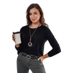 Moteriška juoda palaidinė su pakabuku Minimoda
