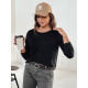 Moteriška juoda palaidinė su pakabuku Minimoda RY2678 - Moterims Moteriška juoda palaidinė su pakabuku Minimoda RY2678