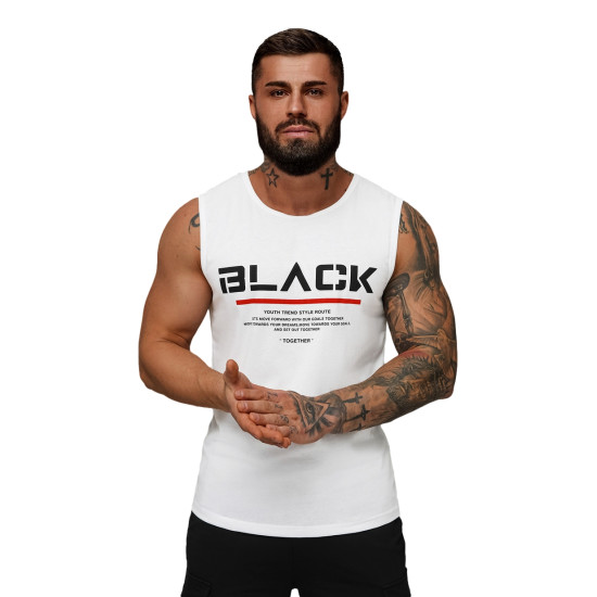 Baltos spalvos vyriški marškinėliai be rankovių Black JS/8B1712/1