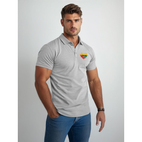 Vyriški šviesiai pilki polo marškinėliai Širdis JS/8T80 - Marškinėliai Vyriški šviesiai pilki polo marškinėliai Širdis JS/8T80