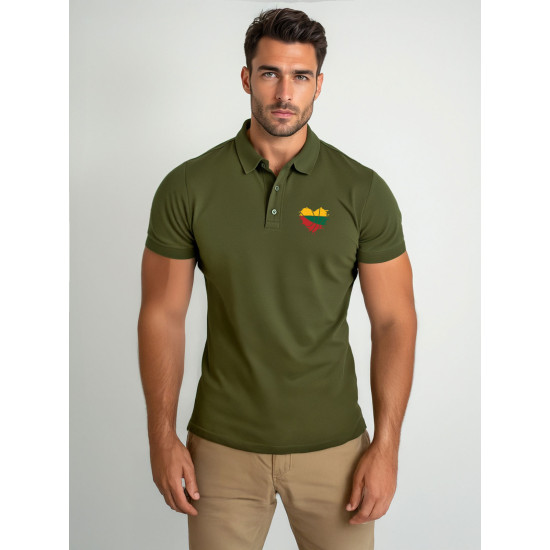 Vyriški chaki polo marškinėliai Širdis JS/8T80 - Marškinėliai Vyriški chaki polo marškinėliai Širdis JS/8T80