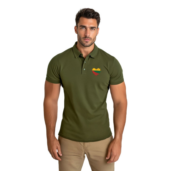 Vyriški chaki polo marškinėliai Širdis JS/8T80 - Marškinėliai Vyriški chaki polo marškinėliai Širdis JS/8T80