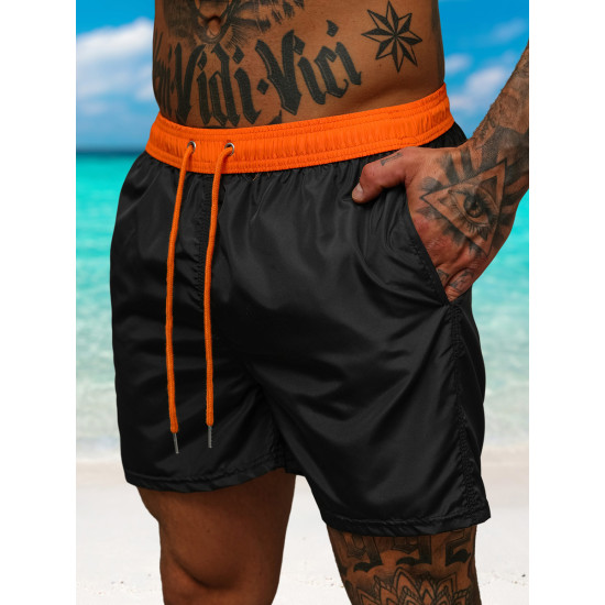 Vyriški šortai juodi/oranžiniai Renald JS/17K561/6 - Šortai | Bridžai Vyriški šortai juodi/oranžiniai Renald JS/17K561/6