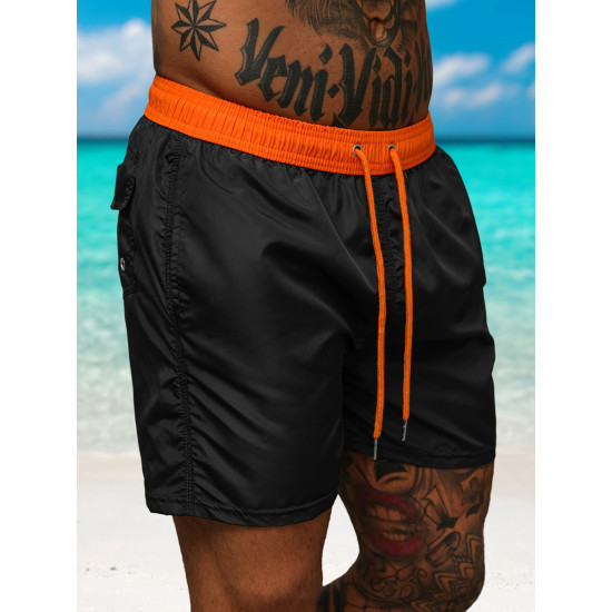 Vyriški šortai juodi/oranžiniai Renald JS/17K561/6 - Šortai | Bridžai Vyriški šortai juodi/oranžiniai Renald JS/17K561/6
