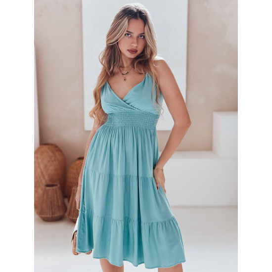 Moteriška mėlyna midi suknelė Missbreeze EY2624 - Suknelės ir tunikos Moteriška mėlyna midi suknelė Missbreeze EY2624