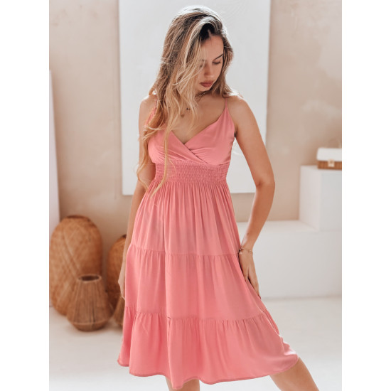 Moteriška rožinė midi suknelė Missbreeze EY2622 - Suknelės ir tunikos Moteriška rožinė midi suknelė Missbreeze EY2622