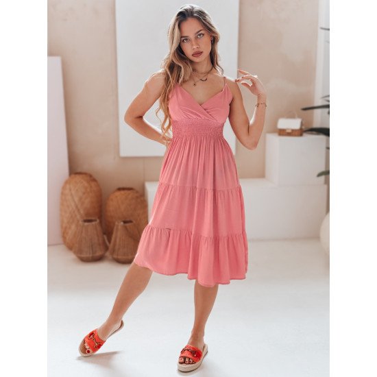 Moteriška rožinė midi suknelė Missbreeze EY2622 - Suknelės ir tunikos Moteriška rožinė midi suknelė Missbreeze EY2622