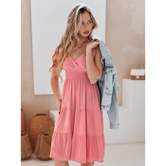 Moteriška rožinė midi suknelė Missbreeze EY2622 - Suknelės ir tunikos Moteriška rožinė midi suknelė Missbreeze EY2622