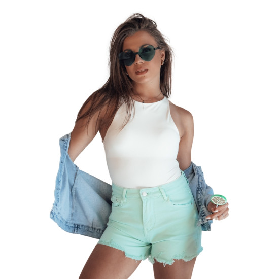 Moteriški mėtiniai džinsiniai šortai Sunylook SY0371 - Moterims Moteriški mėtiniai džinsiniai šortai Sunylook Šortai moterims