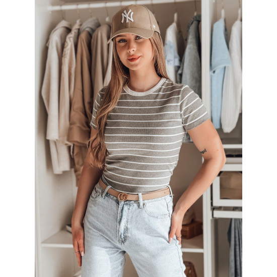 Women's grey striped T-shirt Liness RY2821 - For women Women's grey striped T-shirt Liness RY2821