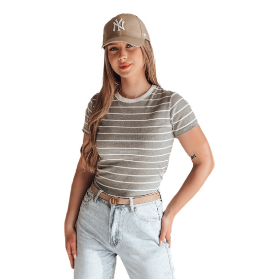 Women's grey striped T-shirt Liness RY2821 - For women Women's grey striped T-shirt Liness RY2821