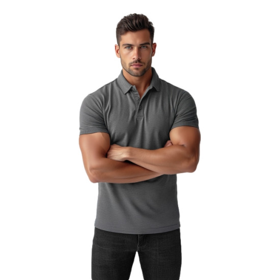 Vyriški tamsiai pilki polo marškinėliai Casual JS/8T80/5 - Marškinėliai Vyriški tamsiai pilki polo marškinėliai Casual JS/8T80/5