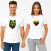 White T-shirt set Heart Geometric Wolf