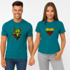 Turquoise T-shirt set Heart Geometric Wolf