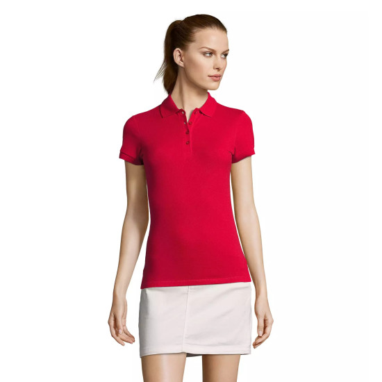 Moteriški raudoni polo marškinėliai Passion PK11343 - Marškinėliai Moteriški raudoni polo marškinėliai Passion PK11343
