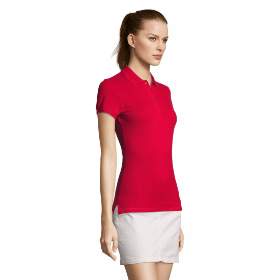 Moteriški raudoni polo marškinėliai Passion PK11343 - Marškinėliai Moteriški raudoni polo marškinėliai Passion PK11343