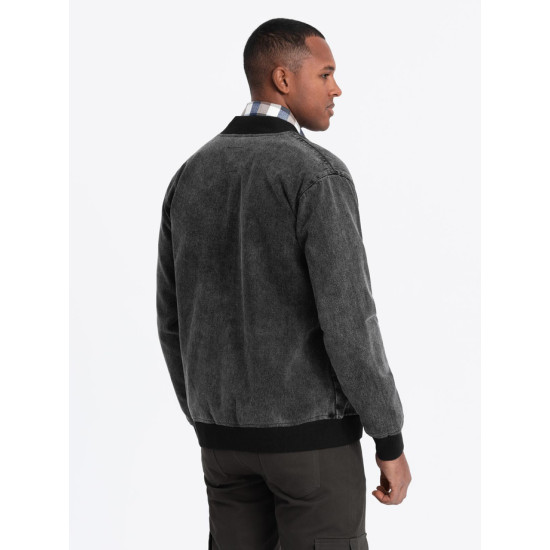 Vyriška bomber stiliaus juoda striukė Norvi V2 OM-JADJ-0163