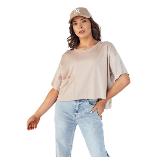 Moteriški oversize tipo rusvi marškinėliai Eling RY2510 - Moterims Moteriški oversize tipo rusvi marškinėliai Eling Marškinėliai