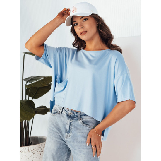Moteriški oversize tipo mėlyni marškinėliai Eling RY2509 - Moterims Moteriški oversize tipo mėlyni marškinėliai Eling Marškinėliai