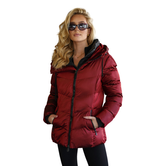 Moteriška dygsniuota bordo spalvos striukė Emilin JS/5M3316/1 - Moterims Moteriška dygsniuota bordo spalvos striukė Emilin Moteriškos striukės