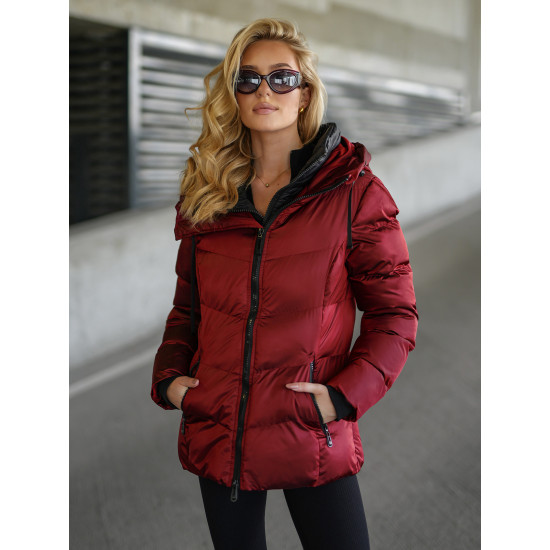 Moteriška dygsniuota bordo spalvos striukė Emilin JS/5M3316/1 - Moterims Moteriška dygsniuota bordo spalvos striukė Emilin Moteriškos striukės