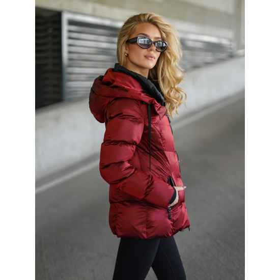 Moteriška dygsniuota bordo spalvos striukė Emilin JS/5M3316/1 - Moterims Moteriška dygsniuota bordo spalvos striukė Emilin Moteriškos striukės