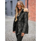 Moteriška juodos spalvos striukė su rudu kailiuku Mona Moteriškos striukės