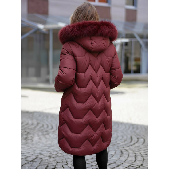 Žieminė ilga moteriška bordo striukė Klein O/5M3229/1 - Moterims Žieminė ilga moteriška bordo striukė Klein Moteriškos striukės