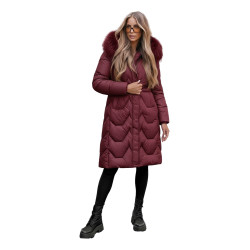 Žieminė ilga moteriška bordo striukė Klein