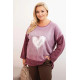 Sieviešu tumši rozā džemperis Love Sieviešu džemperi