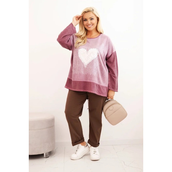 Sieviešu tumši rozā džemperis Love Sieviešu džemperi