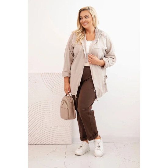 Moteriškas rusvas megztinis su gobtuvu Alba Moteriški megztiniai