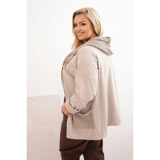 Moteriškas rusvas megztinis su gobtuvu Alba Moteriški megztiniai