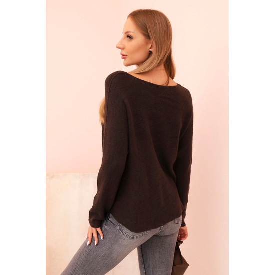 Moteriškas tamsiai ruda megztinis Remo Moteriški megztiniai