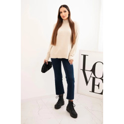 Women's brown high neck sweater Larsi